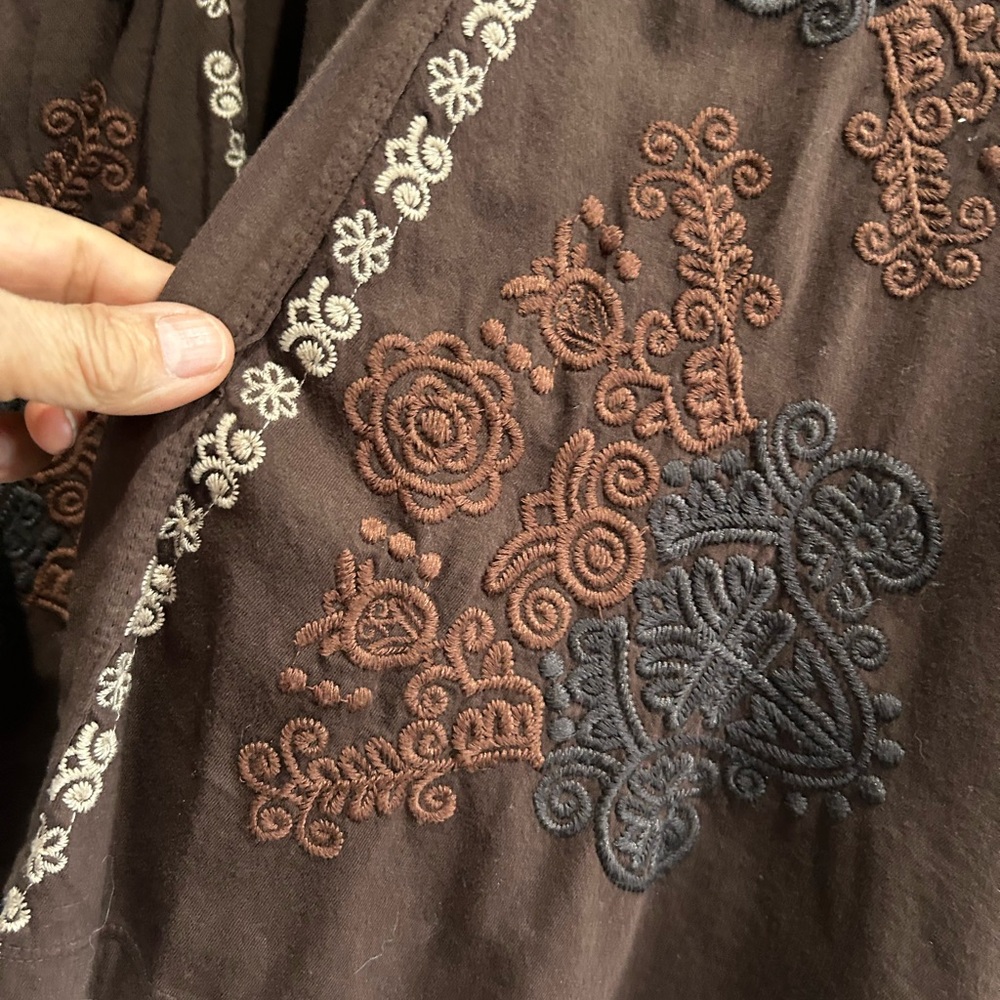 Johnny Was Brown Embroidered Cardigan - Picture 2 of 4
